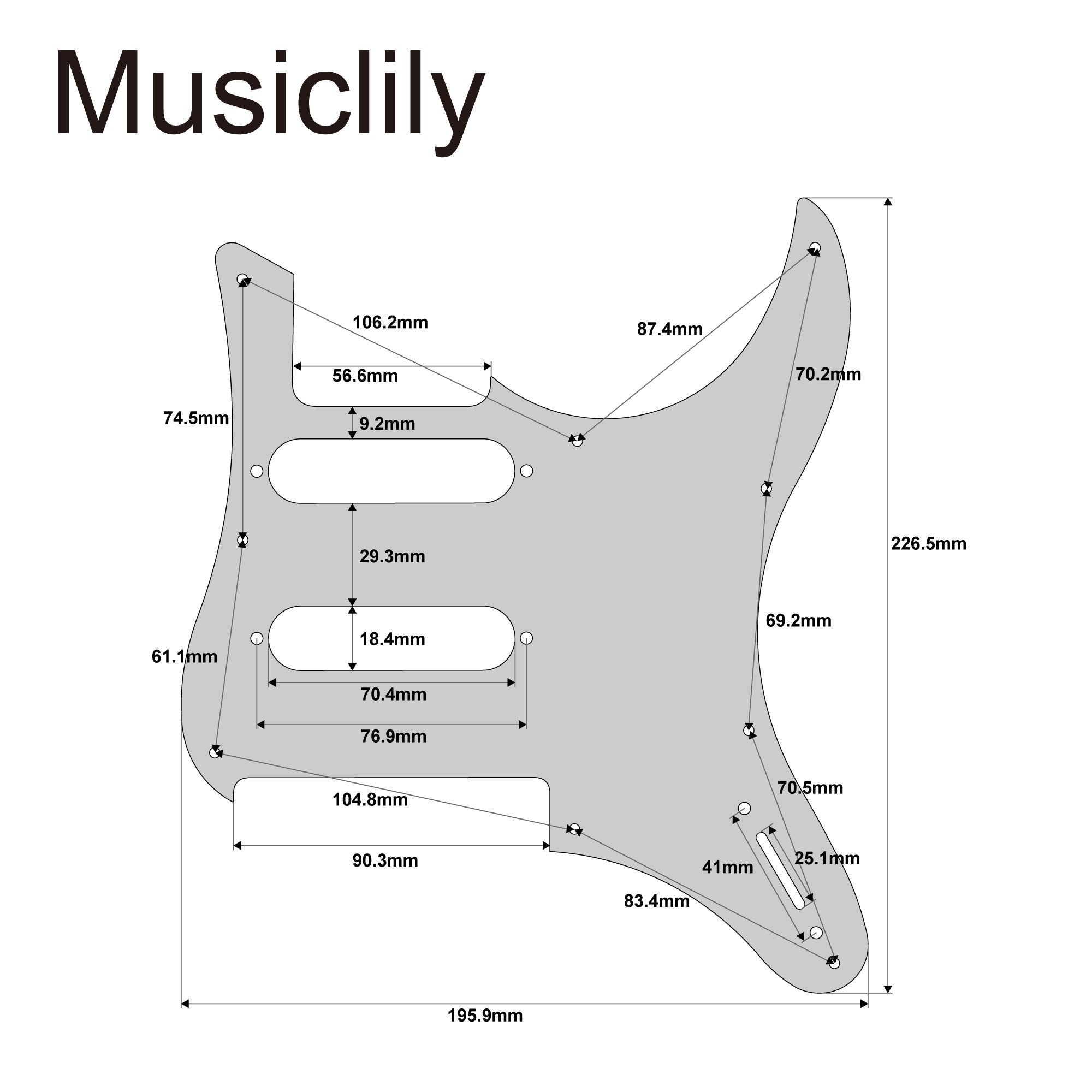 Musiclily Pro 9-Hole Guitar Pickguard for Yamaha PAC112V HSS Electric Guitar