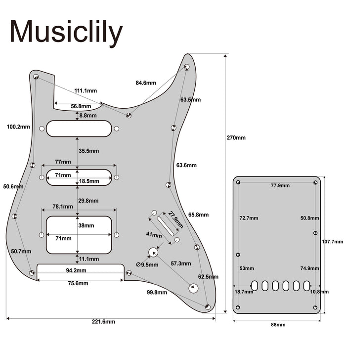 Conjunto de Captador e Tampa de Trêmolo de 11 Furos para Yamaha PAC012 HSS Guitarra Elétrica