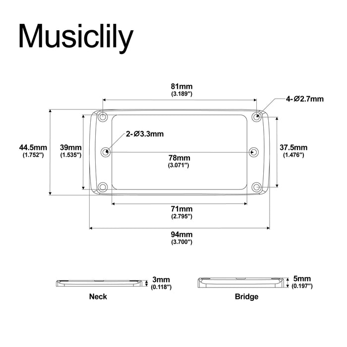 Musiclily Ultra アルミニウムフラットボトム ビベルドハムバッカーピックアップマウンティングリングセット Epi SGスタイル エレキギター用
