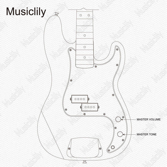 Musiclily Pro Electric Bass DIY Wiring Kit Upgrade for Import Style Precision Bass with 1A1B Pots