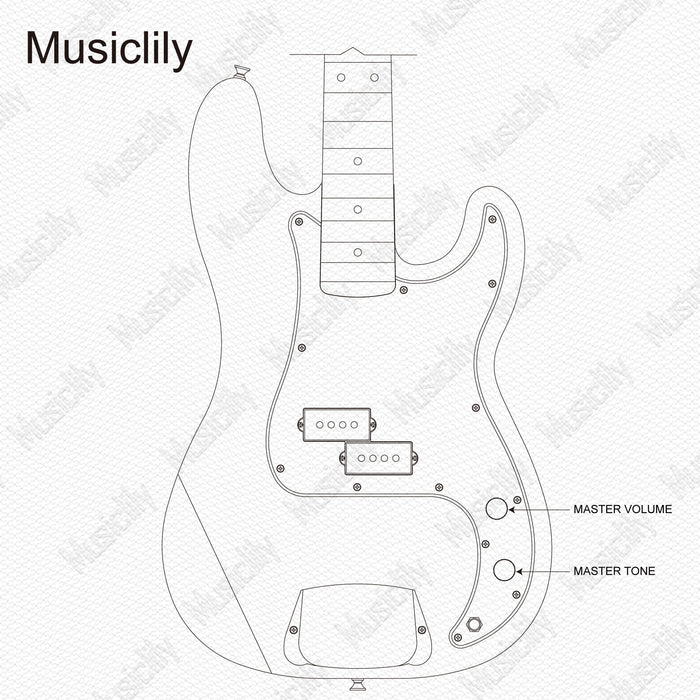 Kit de Fiação DIY para Contrabaixo Elétrico Pro Musiclily Upgrade para Precision Bass Estilo Americano com Potenciômetros 2A