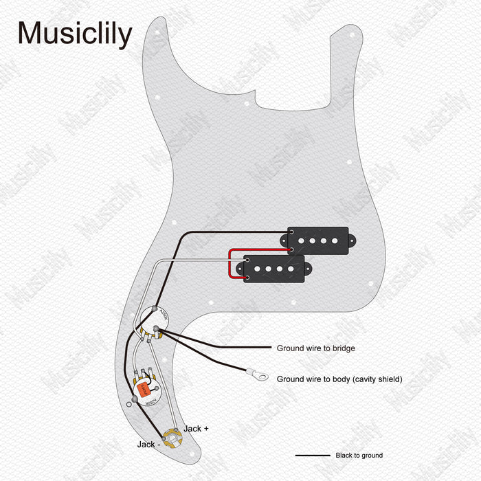 Kit de Fiação DIY para Contrabaixo Elétrico Pro Musiclily Upgrade para Precision Bass Estilo Americano com Potenciômetros 2A