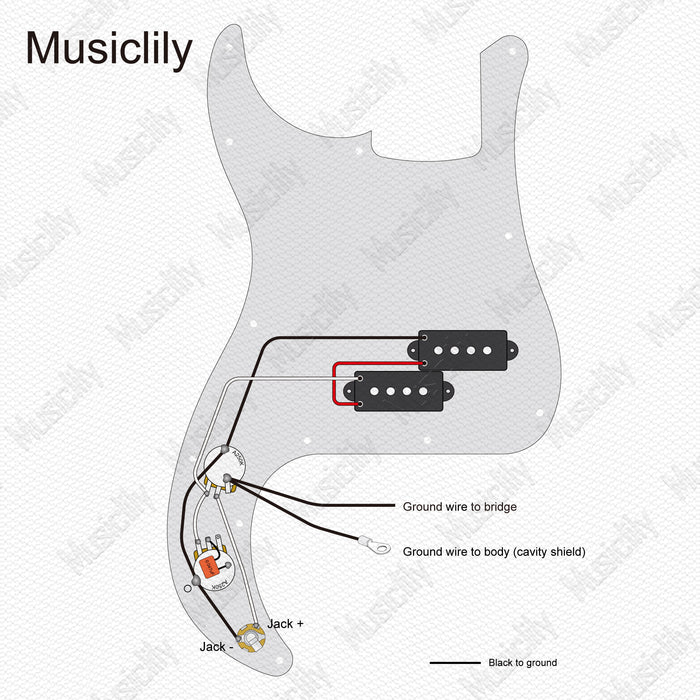 Fiação Pré-estanhada Pro Musiclily Pro para Contrabaixo Elétrico Upgrade para Precision Bass Estilo Americano com Potenciômetros 2A