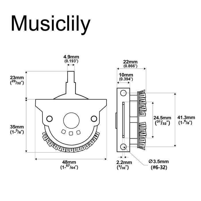 Musiclily Pro Super 4-Pole 5-Way Pickup Selector Blade Switch Lever Switch for Strat Tele Style Electric Guitar