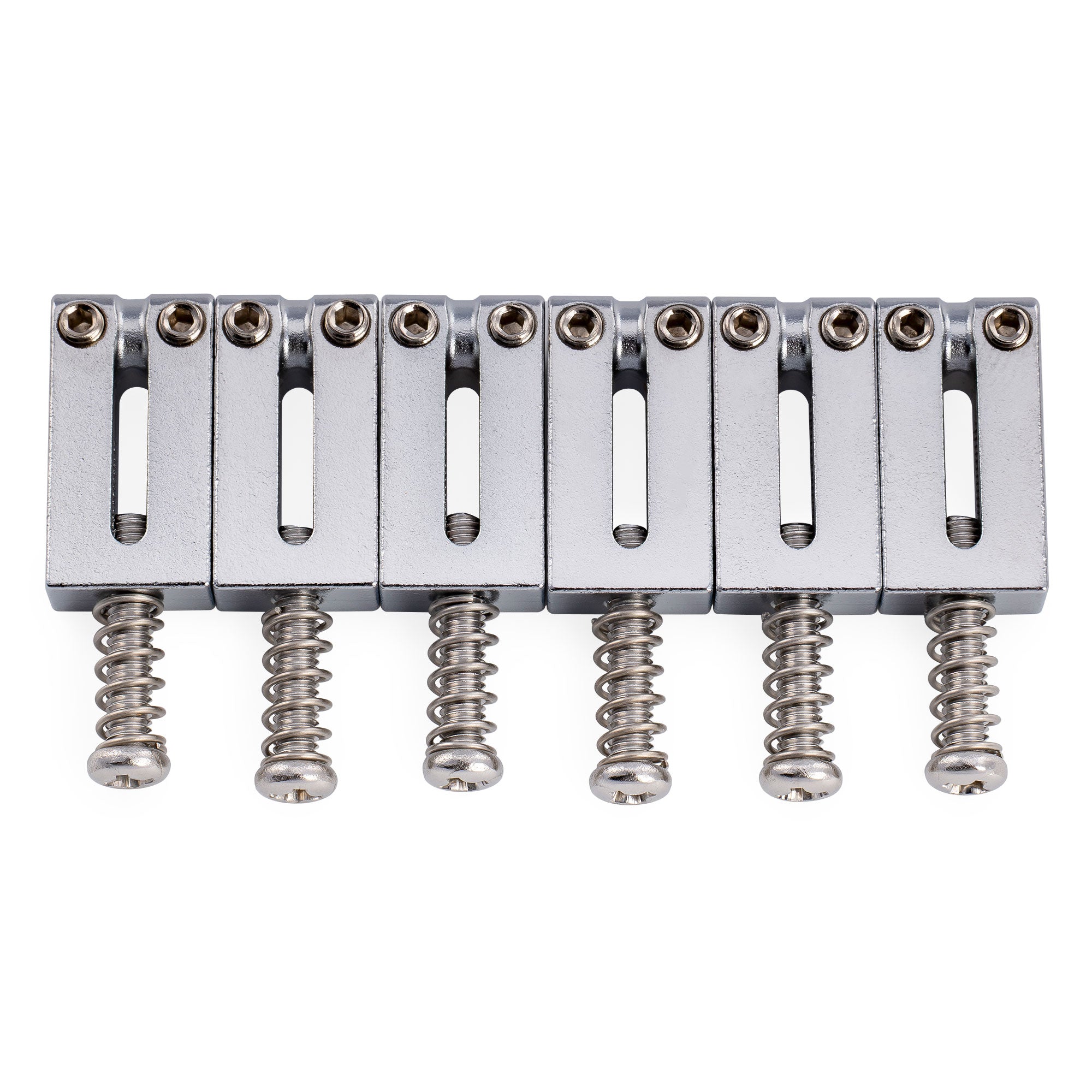 Musiclily Ultra Selletas rectangulares de acero inoxidable de 10,5 mm estilo moderno para guitarra eléctrica estilo Fender Strat Tele, juego de 6