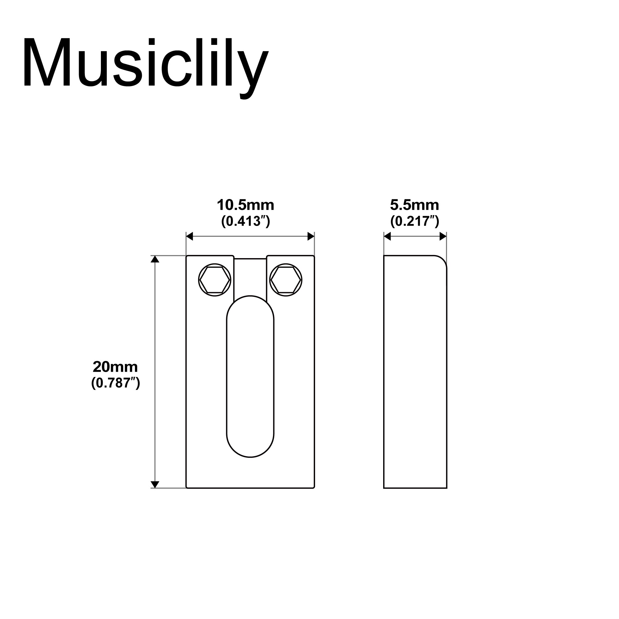 Musiclily Ultra 10.5mm Selletas Offset de Acero Inoxidable de Estilo Moderno para Guitarra Eléctrica Fender American Standard Ultra Strat Tele Style, Juego de 6
