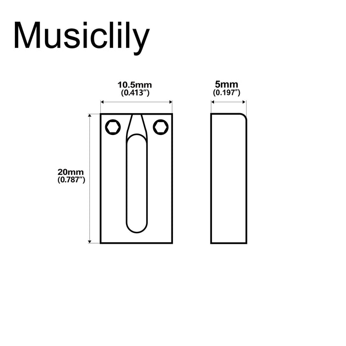 Musiclily Ultra 10.5mm Full Solid Stainless Steel Modern Rectangular Bridge Saddles for Strat Tele Style Electric Guitar, Set of 6