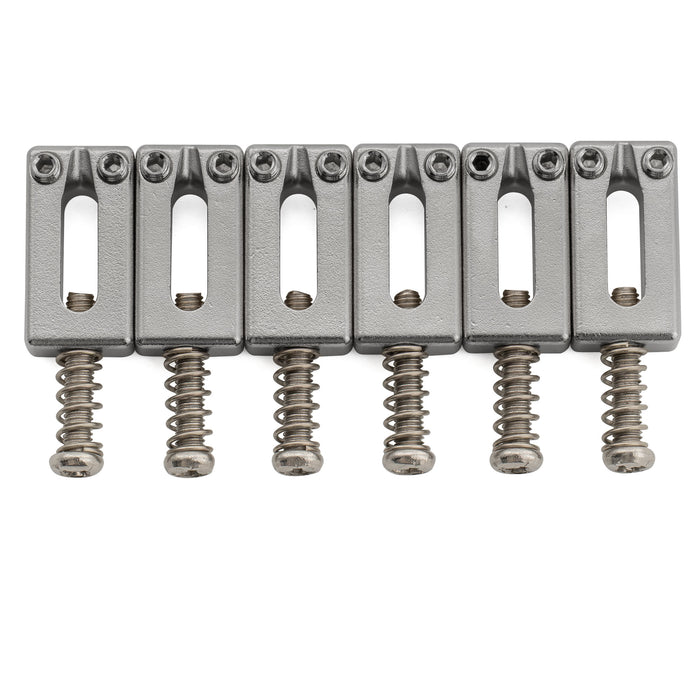 Musiclily Ultra 10.5mm Full Solid Stainless Steel Modern Rectangular Bridge Saddles for Strat Tele Style Electric Guitar, Set of 6