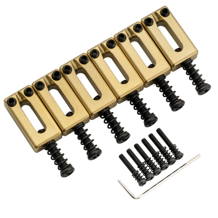 Musiclily Ultra 10.5mm Full Solid Stainless Steel Modern Rectangular Bridge Saddles for Strat Tele Style Electric Guitar, Set of 6