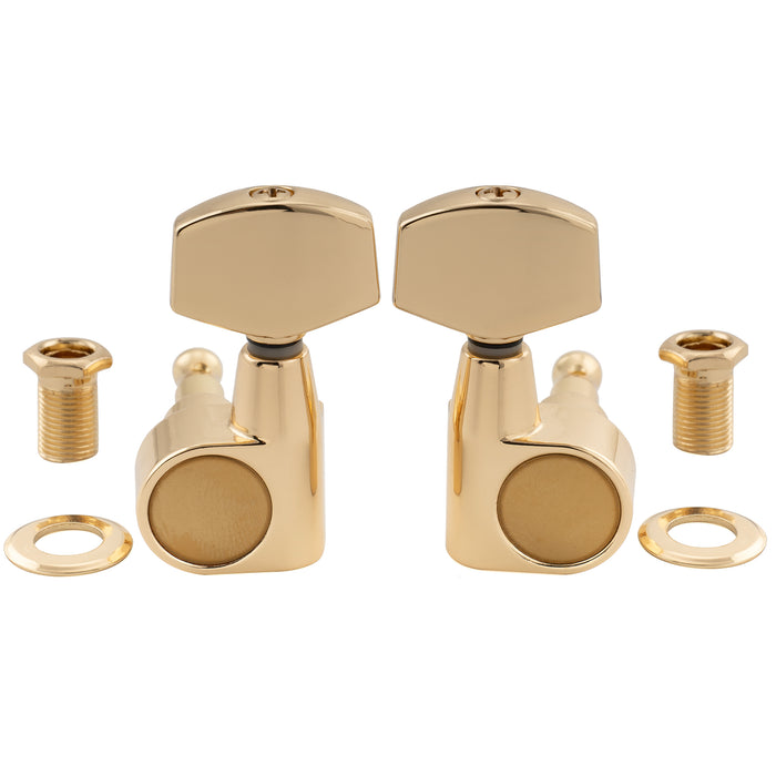 Musiclily Pro R18T-15 3R3L 18:1 Ratio 1-Pin Full Sealed Machine Heads Tuners Tuning Pegs Keys with Big Hex Button for Taylor Style Acoustic Guitar