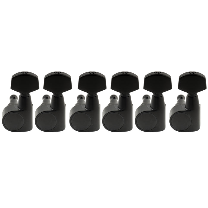 Musiclily Pro R18T-17 Left-Handed 6-in-line 18:1 Ratio 1-Pin Full Sealed Machine Heads Tuners Tuning Pegs Keys with Hex Button for Squier Strat Tele Style Electric Guitar