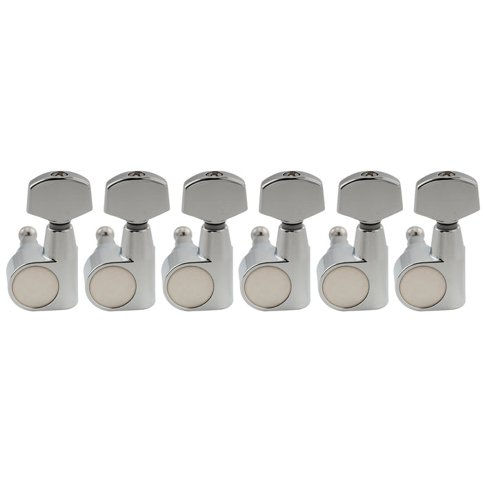 Musiclily Pro R18T-17 Left-Handed 6-in-line 18:1 Ratio 1-Pin Full Sealed Machine Heads Tuners Tuning Pegs Keys with Hex Button for Squier Strat Tele Style Electric Guitar
