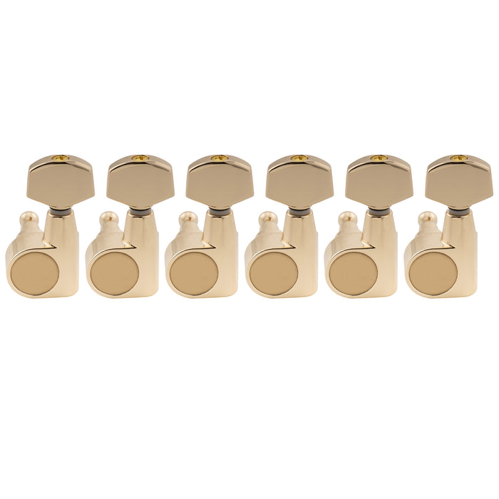 Musiclily Pro R18T-17 Left-Handed 6-in-line 18:1 Ratio 1-Pin Full Sealed Machine Heads Tuners Tuning Pegs Keys with Hex Button for Squier Strat Tele Style Electric Guitar