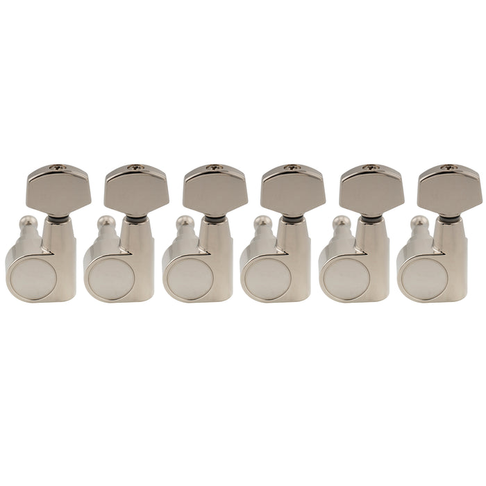 Musiclily Pro R18T-17 Left-Handed 6-in-line 18:1 Ratio 1-Pin Full Sealed Machine Heads Tuners Tuning Pegs Keys with Hex Button for Squier Strat Tele Style Electric Guitar