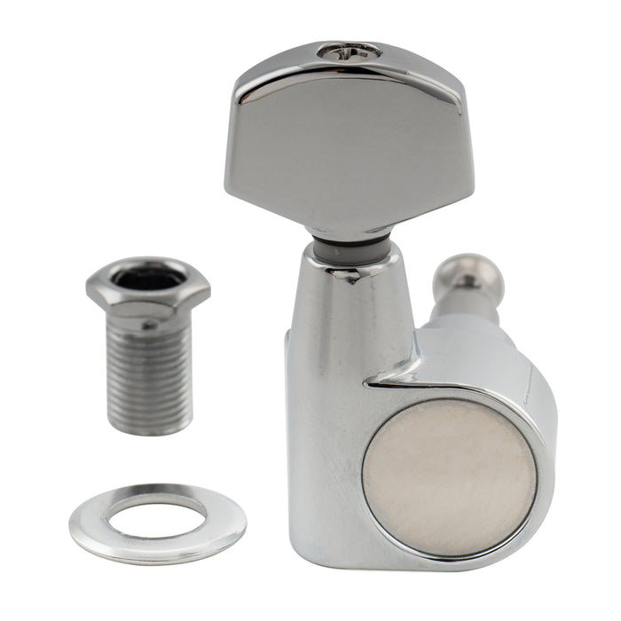 Musiclily Pro R18T-18 Single 18:1 Ratio 1-Pin Full Sealed Machine Head Bass Side Tuner Tuning Peg Key with Hex Button for Squier Strat Tele Style Electric Guitar