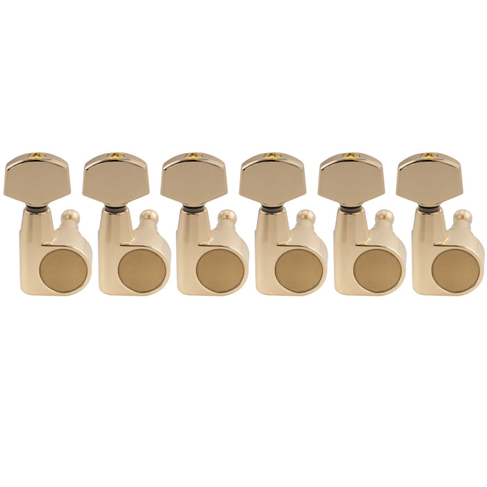 Musiclily Pro R18T-18 6-in-line 18:1 Ratio 1-Pin Full Sealed Machine Heads Tuners Tuning Pegs Keys with Hex Button for Squier Strat Tele Style Electric Guitar