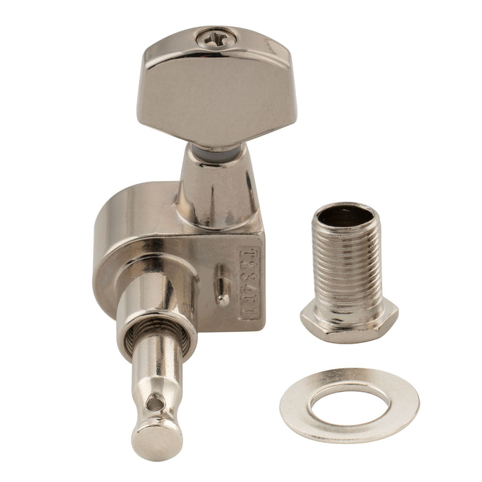 Musiclily Pro R18T-18 Single 18:1 Ratio 1-Pin Full Sealed Machine Head Bass Side Tuner Tuning Peg Key with Hex Button for Squier Strat Tele Style Electric Guitar