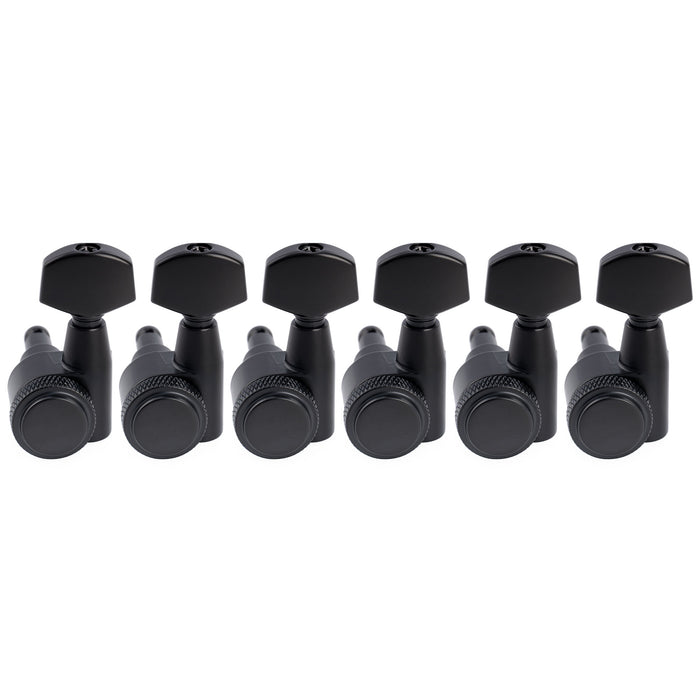Musiclily Pro R18T-19 für Linkshänder 6-in-line 18:1 Locking-Gitarrenmechaniken Stimmwirbel mit Sechskant-Knopf für E-Gitarre im Squier Strat/Tele-Stil