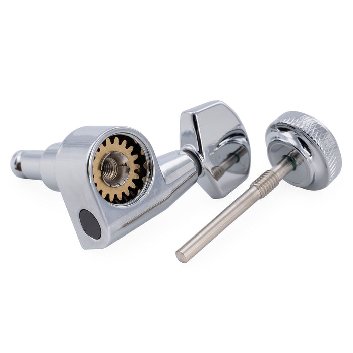 Musiclily Pro R18T-19 für Linkshänder 6-in-line 18:1 Locking-Gitarrenmechaniken Stimmwirbel mit Sechskant-Knopf für E-Gitarre im Squier Strat/Tele-Stil