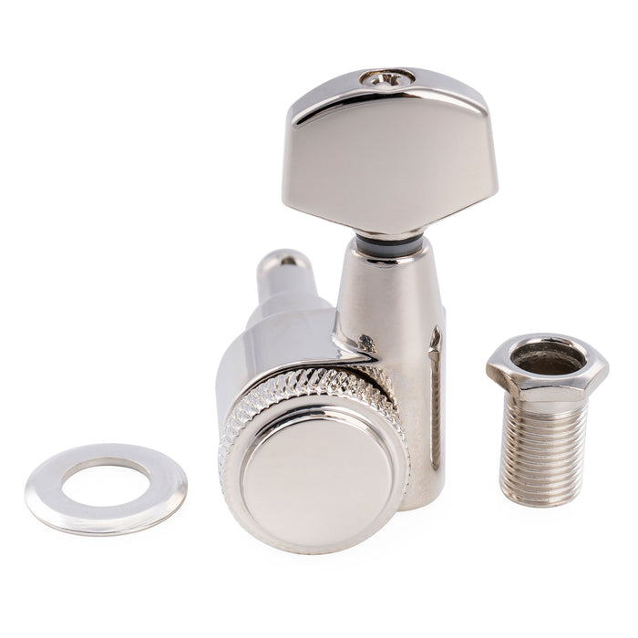 Musiclily Pro R18T-19 für Linkshänder 6-in-line 18:1 Locking-Gitarrenmechaniken Stimmwirbel mit Sechskant-Knopf für E-Gitarre im Squier Strat/Tele-Stil
