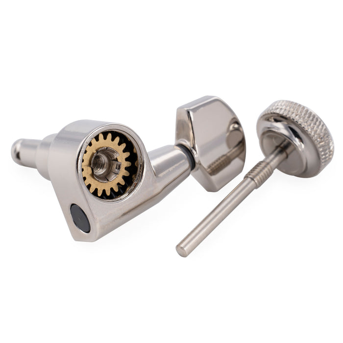 Musiclily Pro R18T-19 für Linkshänder 6-in-line 18:1 Locking-Gitarrenmechaniken Stimmwirbel mit Sechskant-Knopf für E-Gitarre im Squier Strat/Tele-Stil