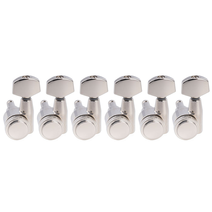 Musiclily Pro R18T-19 für Linkshänder 6-in-line 18:1 Locking-Gitarrenmechaniken Stimmwirbel mit Sechskant-Knopf für E-Gitarre im Squier Strat/Tele-Stil