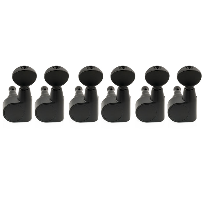 Musiclily Pro R18T-21 Left-Handed 6-in-line 18:1 Ratio 1-Pin Full Sealed Machine Heads Tuners Tuning Pegs Keys with Vintage Oval Button for Squier Strat Tele Style Electric Guitar