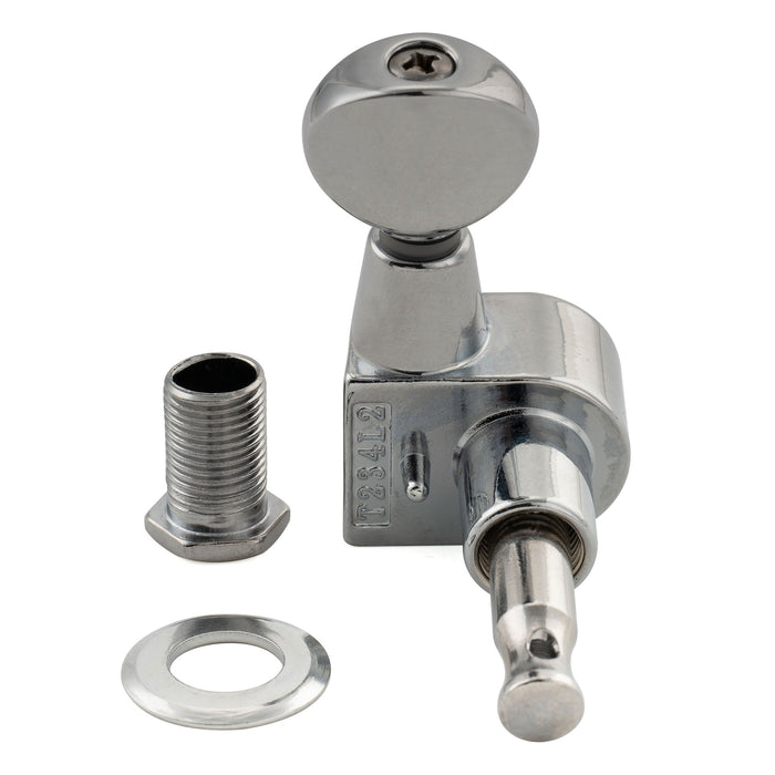 Musiclily Pro R18T-21 Single 18:1 Ratio 1-Pin Full Sealed Machine Head Treble Side Tuner Tuning Peg Key with Vintage Oval Button for Squier Strat Tele Style Electric Guitar