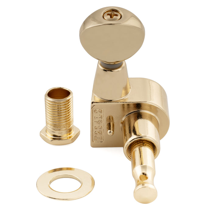 Musiclily Pro R18T-21 Left-Handed 6-in-line 18:1 Ratio 1-Pin Full Sealed Machine Heads Tuners Tuning Pegs Keys with Vintage Oval Button for Squier Strat Tele Style Electric Guitar