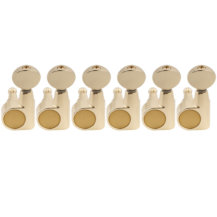 Musiclily Pro R18T-21 Left-Handed 6-in-line 18:1 Ratio 1-Pin Full Sealed Machine Heads Tuners Tuning Pegs Keys with Vintage Oval Button for Squier Strat Tele Style Electric Guitar