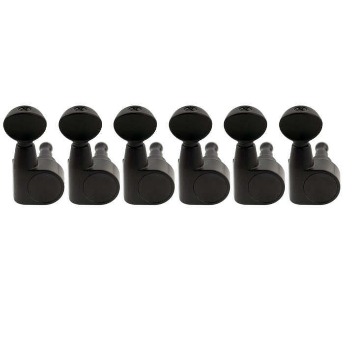 Musiclily Pro R18T-22 6-in-line 18:1 Ratio 1-Pin Full Sealed Machine Heads Tuners Tuning Pegs Keys with Vintage Oval Button for Squier Strat Tele Style Electric Guitar