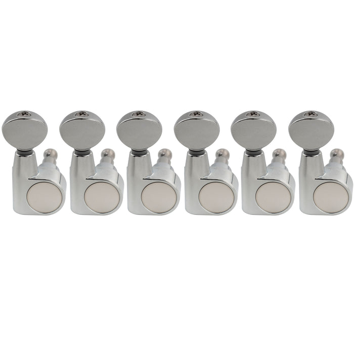 Musiclily Pro R18T-22 6-in-line 18:1 Ratio 1-Pin Full Sealed Machine Heads Tuners Tuning Pegs Keys with Vintage Oval Button for Squier Strat Tele Style Electric Guitar