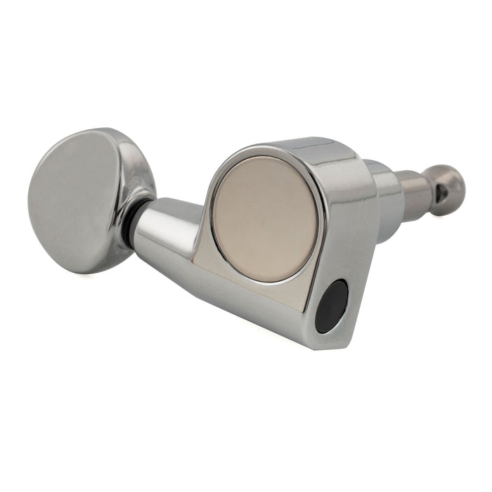 Musiclily Pro R18T-22 Single 18:1 Ratio 1-Pin Full Sealed Machine Head Bass Side Tuner Tuning Peg Key with Vintage Oval Button for Squier Strat Tele Style Electric Guitar