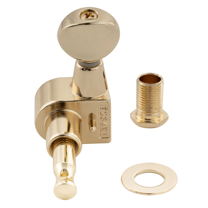 Musiclily Pro R18T-22 6-in-line 18:1 Ratio 1-Pin Full Sealed Machine Heads Tuners Tuning Pegs Keys with Vintage Oval Button for Squier Strat Tele Style Electric Guitar