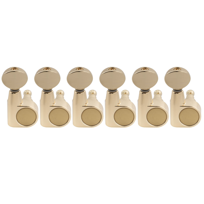 Musiclily Pro R18T-22 6-in-line 18:1 Ratio 1-Pin Full Sealed Machine Heads Tuners Tuning Pegs Keys with Vintage Oval Button for Squier Strat Tele Style Electric Guitar