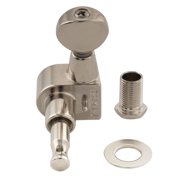 Musiclily Pro R18T-22 Single 18:1 Ratio 1-Pin Full Sealed Machine Head Bass Side Tuner Tuning Peg Key with Vintage Oval Button for Squier Strat Tele Style Electric Guitar