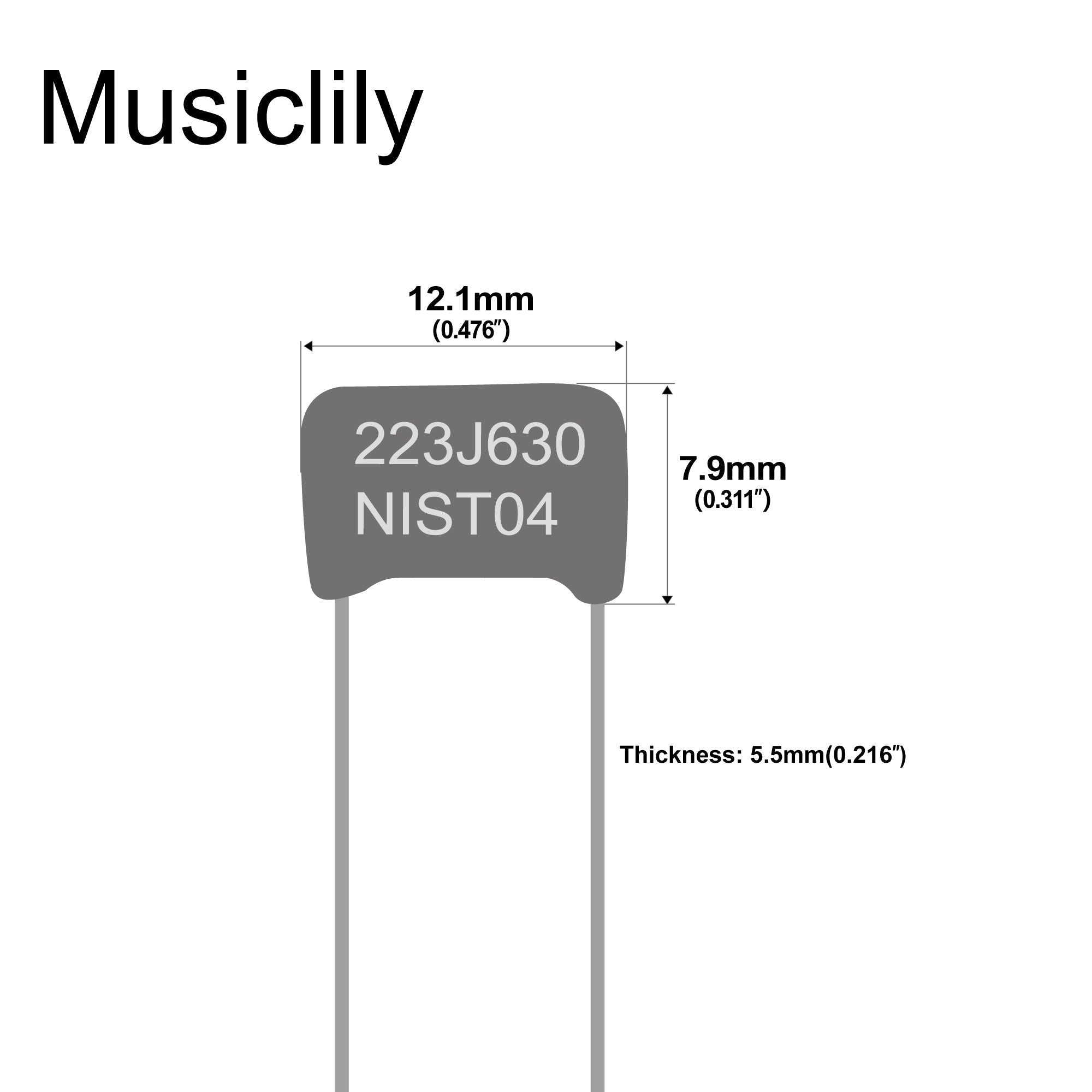 Musiclily Pro NISSEI Japan Orange MPE CBB Metallized Polypropylene Film Capacitors .022uF 5% 630V for Electric Guitar Bass (Set of 2)