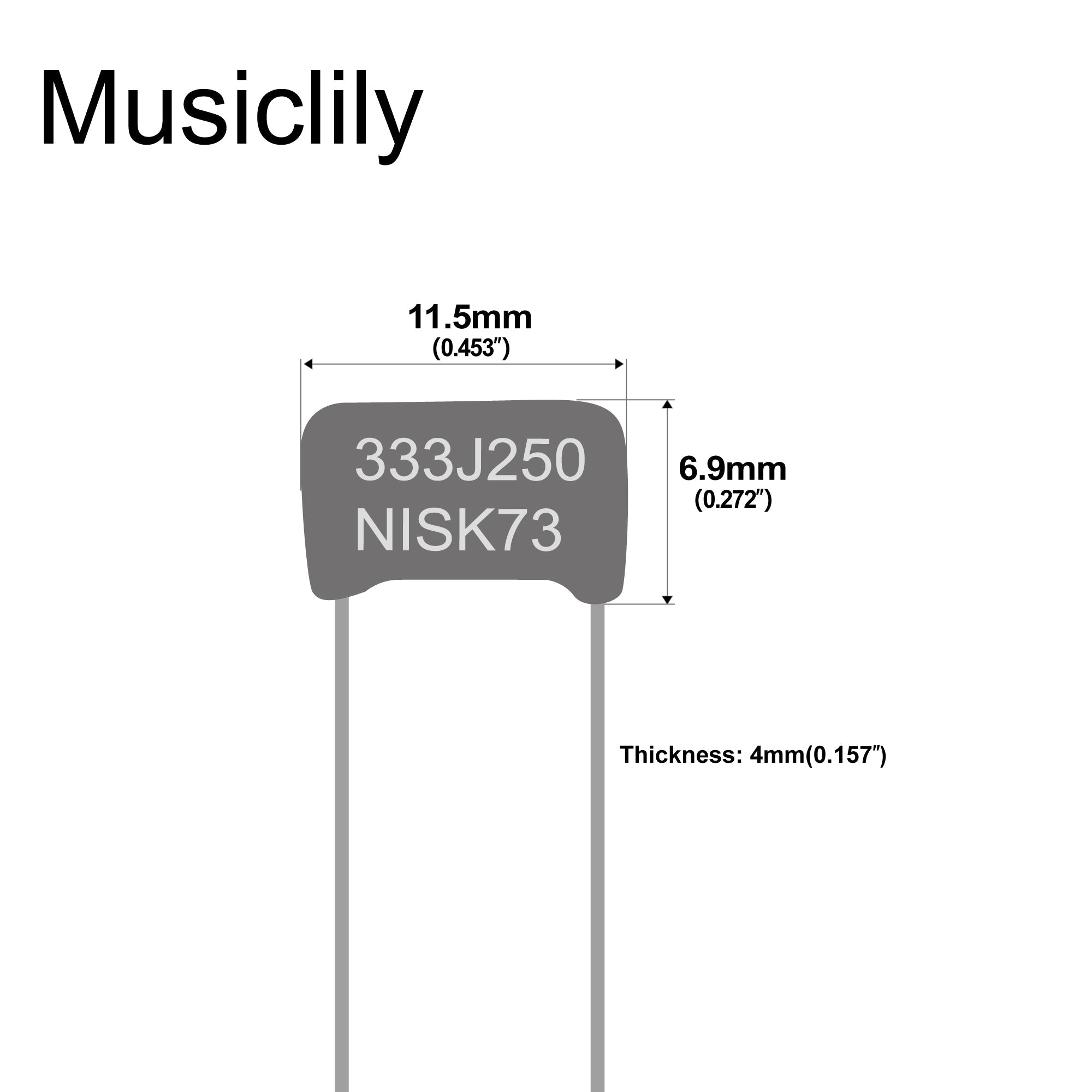 Musiclily Pro NISSEI Japan Orange MPE CBB Metallized Polypropylene Film Capacitors .033uF 5% 250V for Electric Guitar Bass (Set of 10)