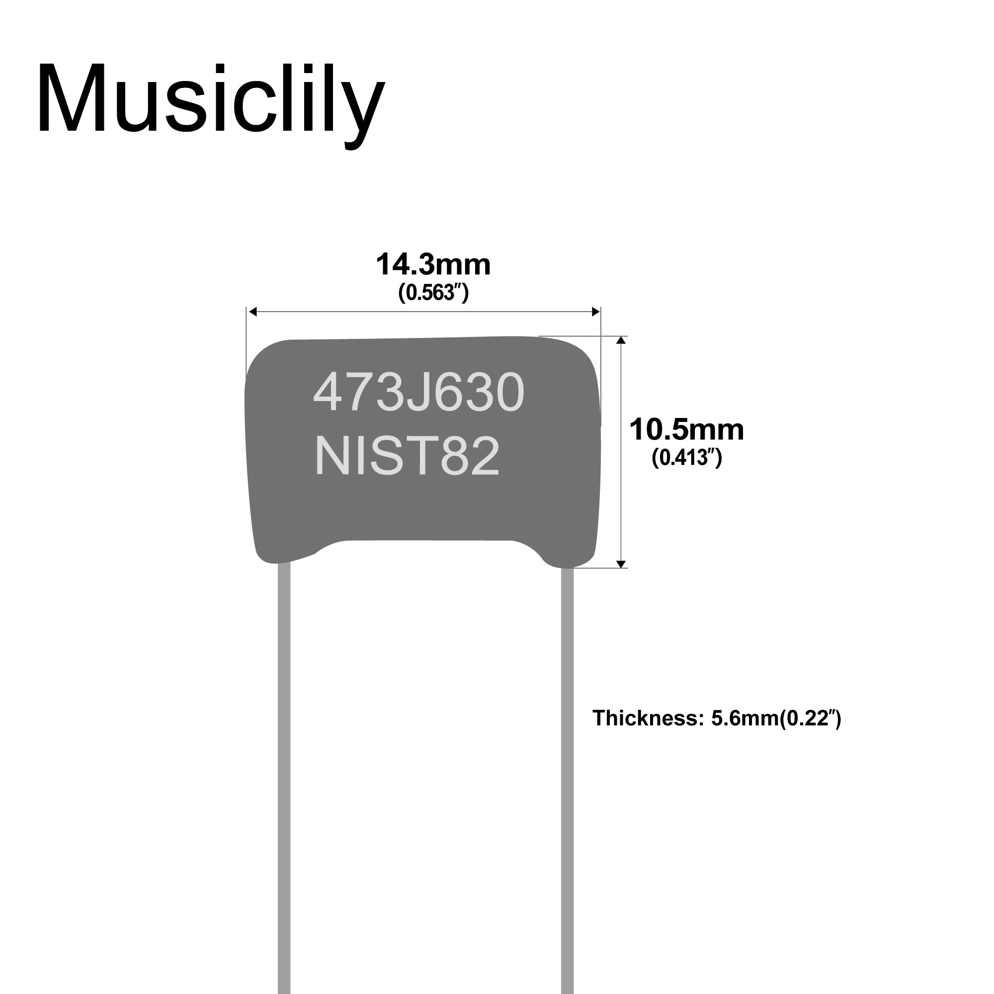 Musiclily Pro NISSEI Japan Orange MPE CBB Metallized Polypropylene Film Capacitors .047uF 5% 630V for Electric Guitar Bass (Set of 10)