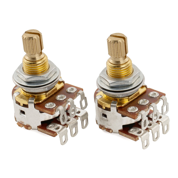 Musiclily Pro MN250K Mini Pots de Latão Métrico Eixo Padrão Dividido 9.5mm Potenciômetros de Mistura Dual com Detente Central para Guitarra e Baixo Elétrico (Conjunto de 2)