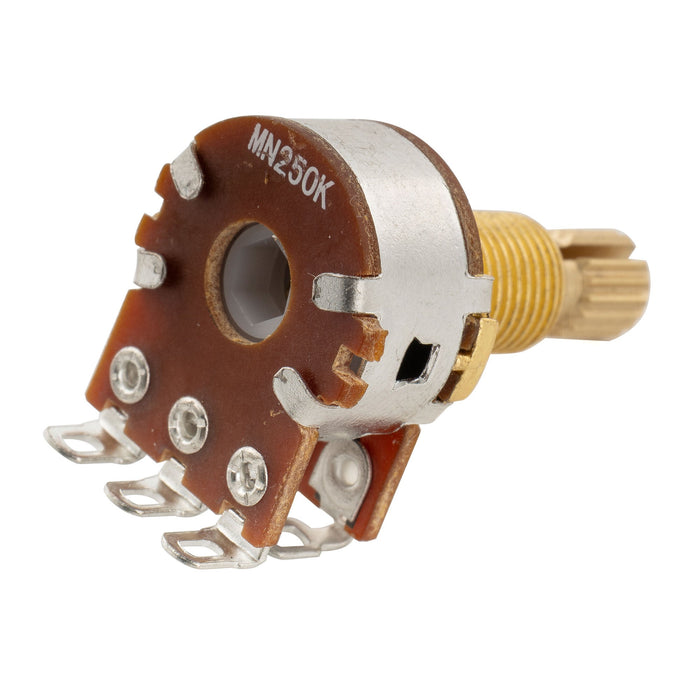 Musiclily Pro MN250K Mini Pots de Latão Métrico Eixo Padrão Dividido 9.5mm Potenciômetros de Mistura Dual com Detente Central para Guitarra e Baixo Elétrico (Conjunto de 2)