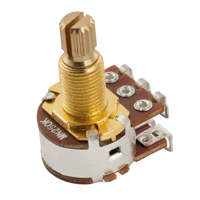 Musiclily Pro MN250K Mini Pots de Latão Métrico Eixo Padrão Dividido 9.5mm Potenciômetros de Mistura Dual com Detente Central para Guitarra e Baixo Elétrico (Conjunto de 2)