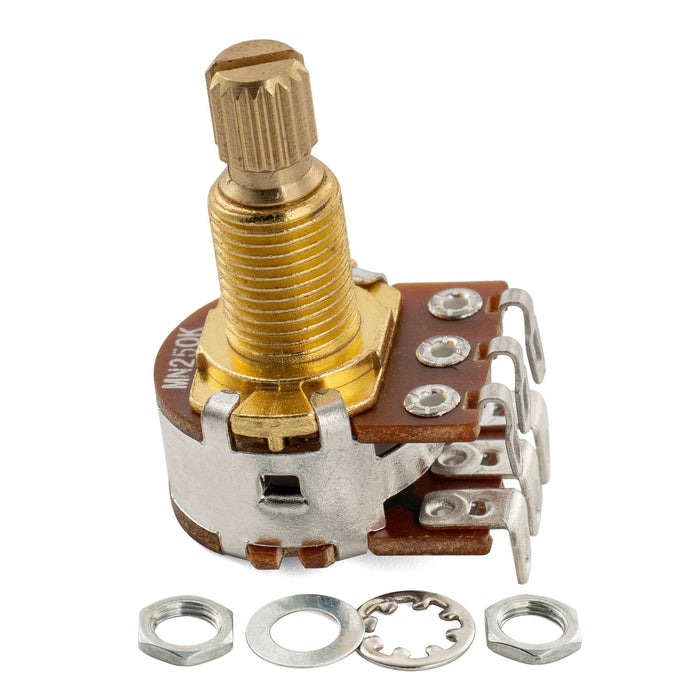 Musiclily Pro MN250K Mini Pots de Latão Métrico Eixo Padrão Dividido 9.5mm Potenciômetros de Mistura Dual com Detente Central para Guitarra e Baixo Elétrico (Conjunto de 2)