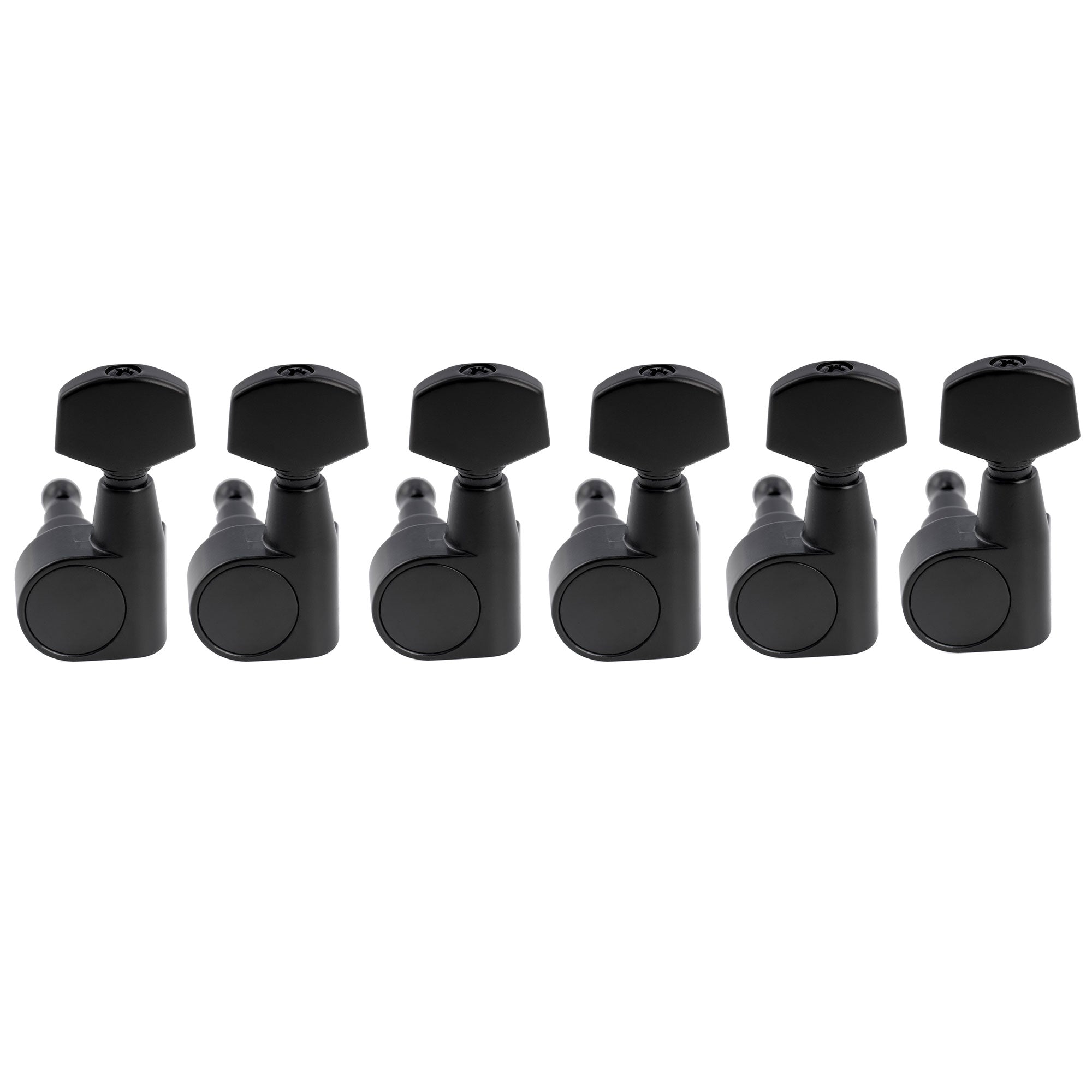 Musiclily Pro R18T-25 Juego de clavijeros para zurdos, 6 en línea, relación 18:1, 2 pines, totalmente sellados, afinadores y clavijas con botón hexagonal para guitarra eléctrica estilo Squier Strat Tele
