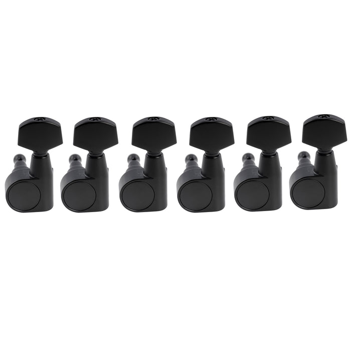 Musiclily Pro R18T-25 Left-Handed 6-in-line 18:1 Ratio 2-Pin Full Sealed Machine Heads Tuners Tuning Pegs Keys with Hex Button for Squier Strat Tele Style Electric Guitar