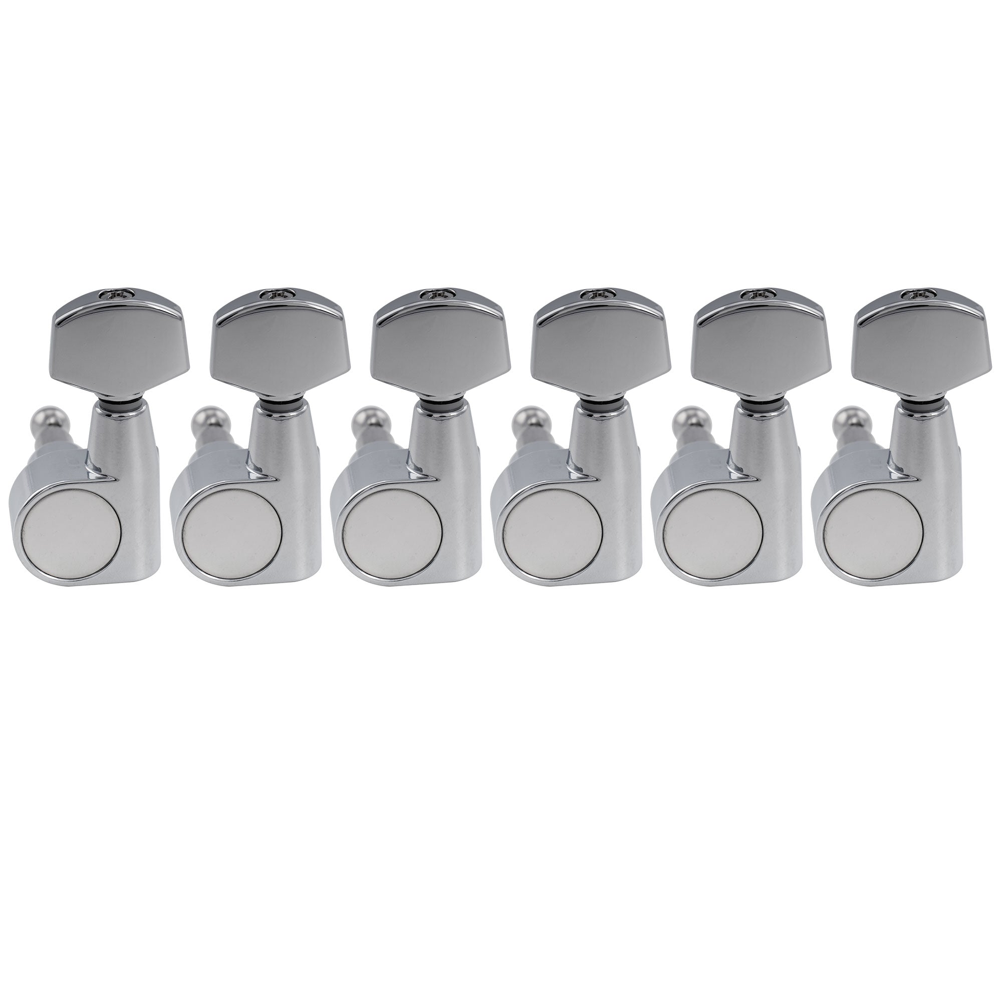 Musiclily Pro R18T-25 Juego de clavijeros para zurdos, 6 en línea, relación 18:1, 2 pines, totalmente sellados, afinadores y clavijas con botón hexagonal para guitarra eléctrica estilo Squier Strat Tele