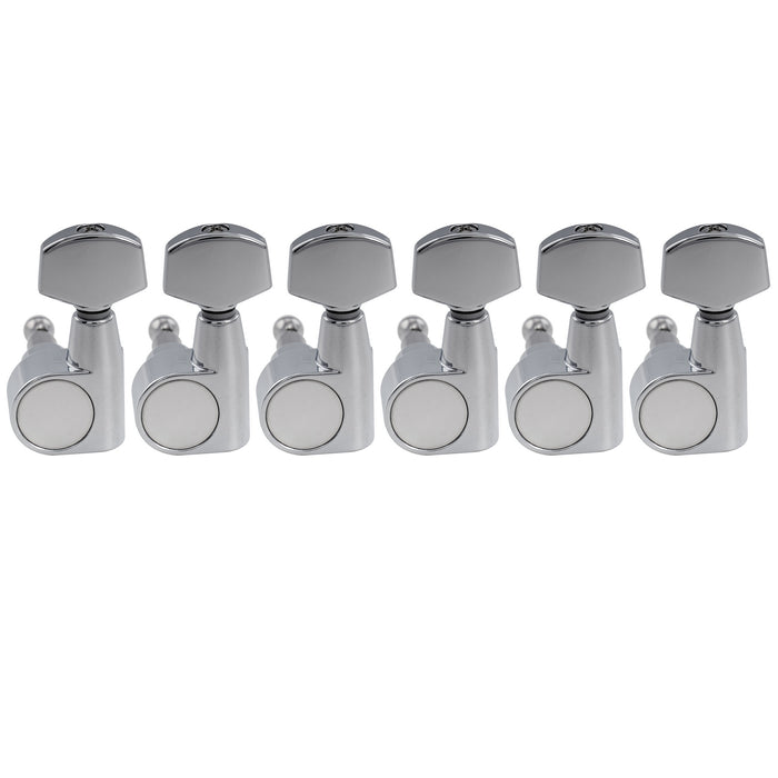 Musiclily Pro R18T-25 Left-Handed 6-in-line 18:1 Ratio 2-Pin Full Sealed Machine Heads Tuners Tuning Pegs Keys with Hex Button for Squier Strat Tele Style Electric Guitar