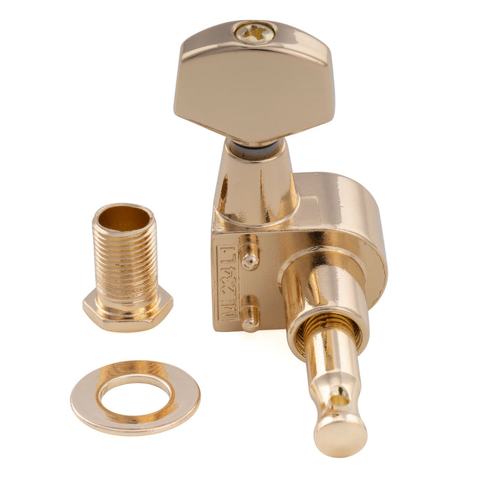 Musiclily Pro R18T-25 Single 18:1 Ratio 2-Pin Full Sealed Machine Head Treble Side Tuner Tuning Peg Key with Hex Button for Squier Strat Tele Style Electric Guitar