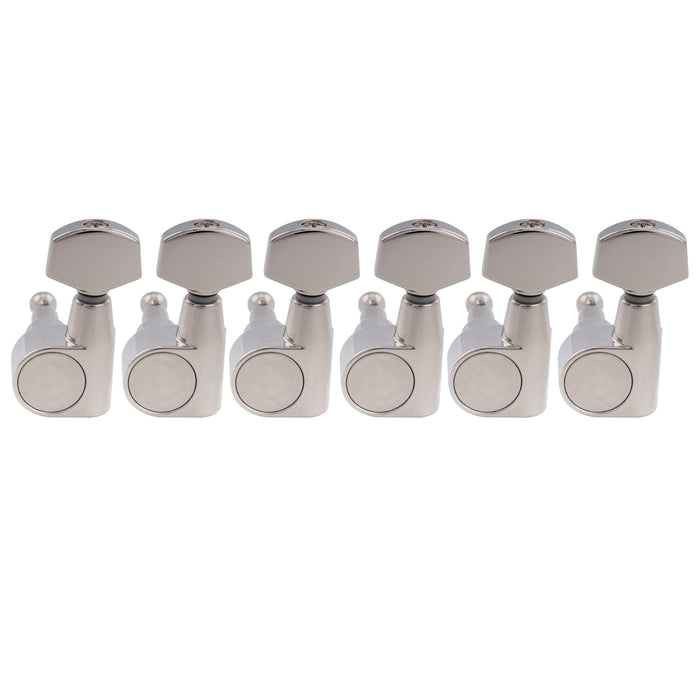 Musiclily Pro R18T-25 Left-Handed 6-in-line 18:1 Ratio 2-Pin Full Sealed Machine Heads Tuners Tuning Pegs Keys with Hex Button for Squier Strat Tele Style Electric Guitar