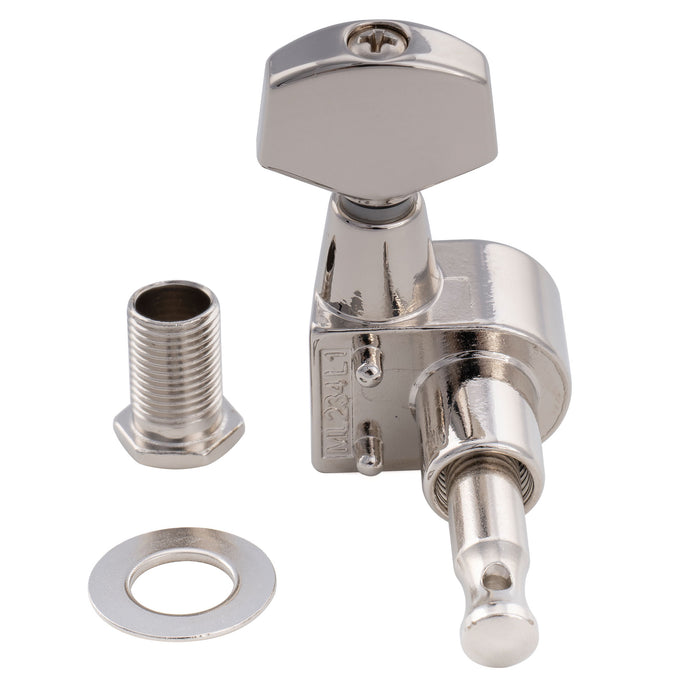 Musiclily Pro R18T-25 Single 18:1 Ratio 2-Pin Full Sealed Machine Head Treble Side Tuner Tuning Peg Key with Hex Button for Squier Strat Tele Style Electric Guitar